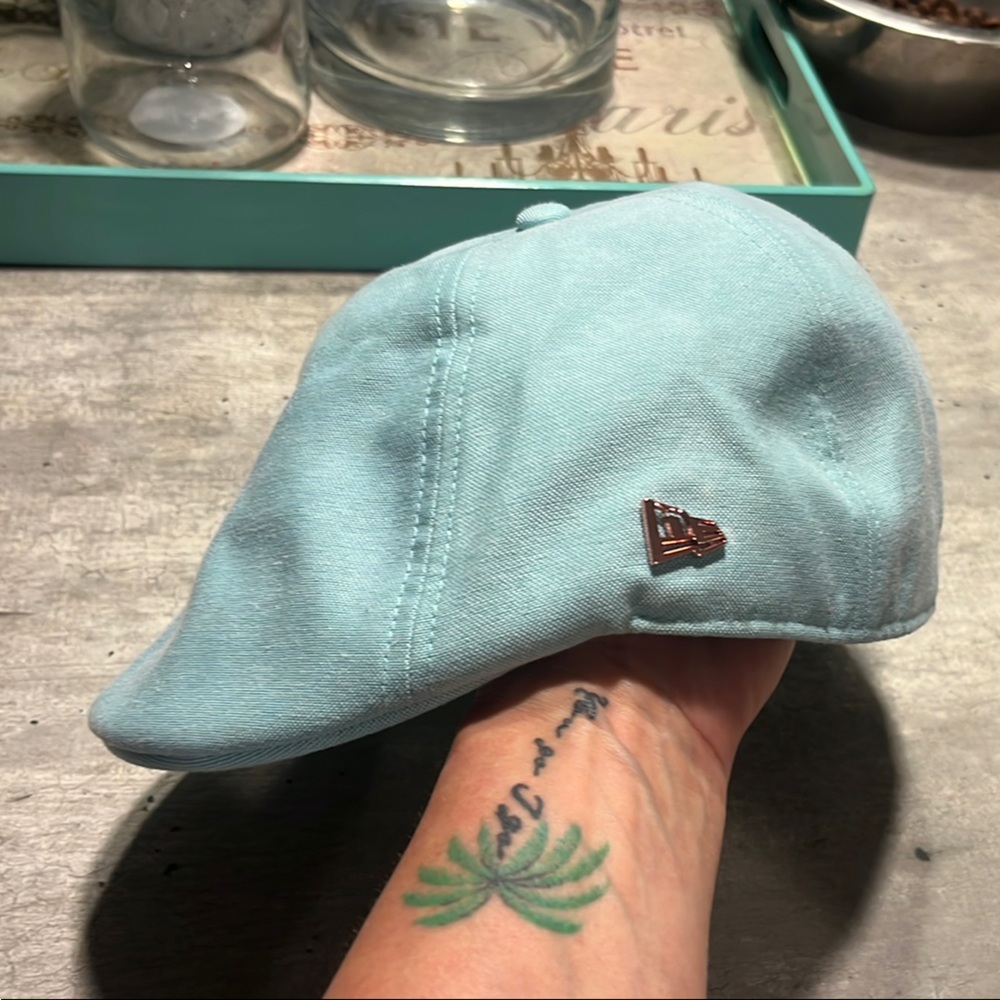 New Era sea foam green newsboy Hat Embroidered NY Detail
